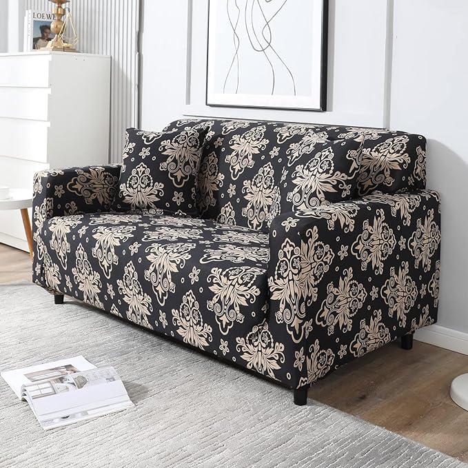 Black Brocade - Luxury Quality Strechable & Dust-proof Sofa Cover