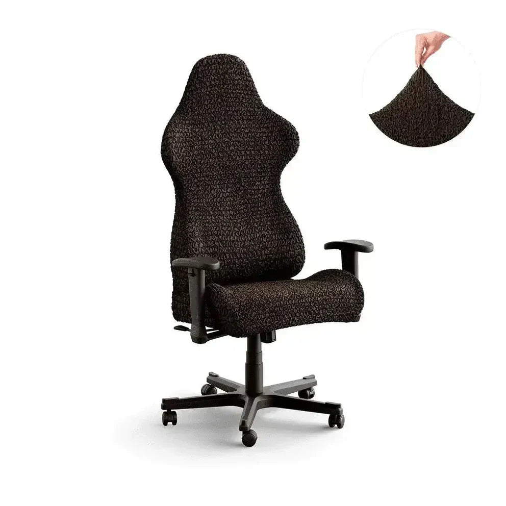 Bubble Dark Brown Chair Cover - Fit For All Size Office Chair Slipcover, Microfibra Collection